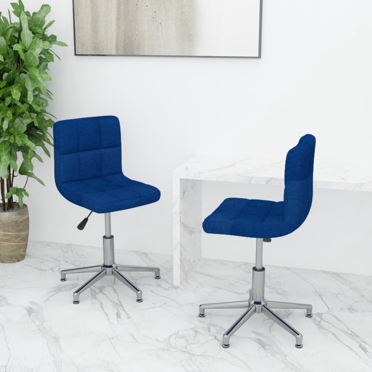 Vidaxl Eetkamerstoelen 2 St Draaibaar Stof - Blauw