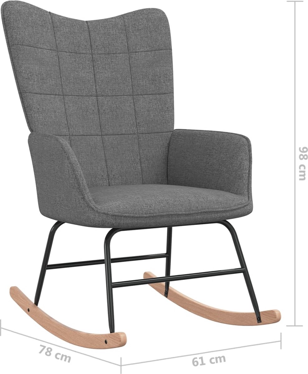 Vidaxl Schommelstoel Met Voetenbank Stof Donker - Grijs