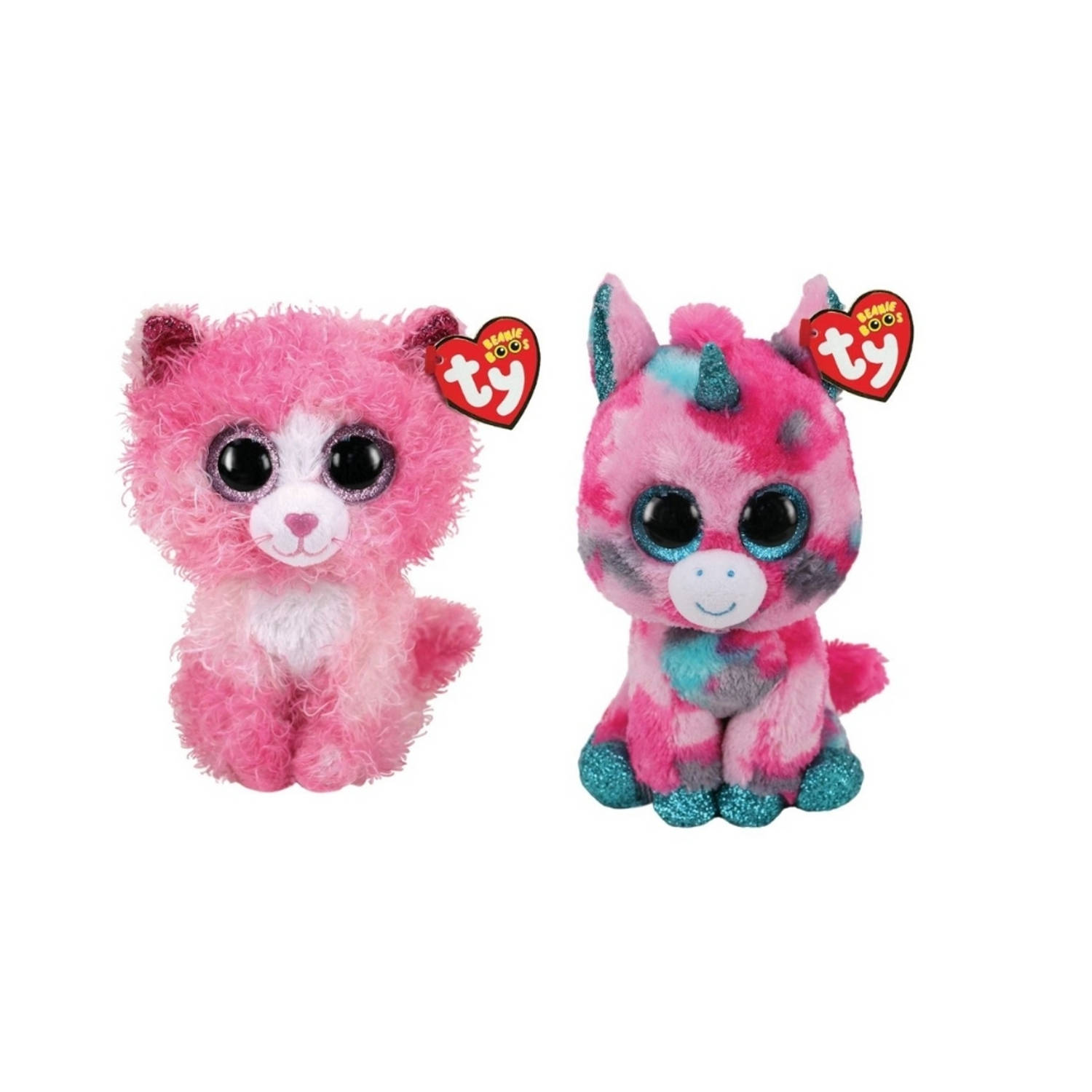 ty - Knuffel - Beanie Boo&apos;s - Gumball Unicorn & Reagan Cat