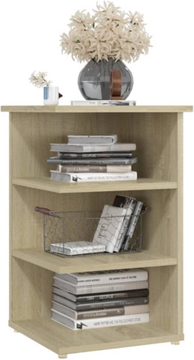 Vidaxl Bijzetkast 35x35x55 Cm Spaanplaat Sonoma Eikenkleurig - Bruin