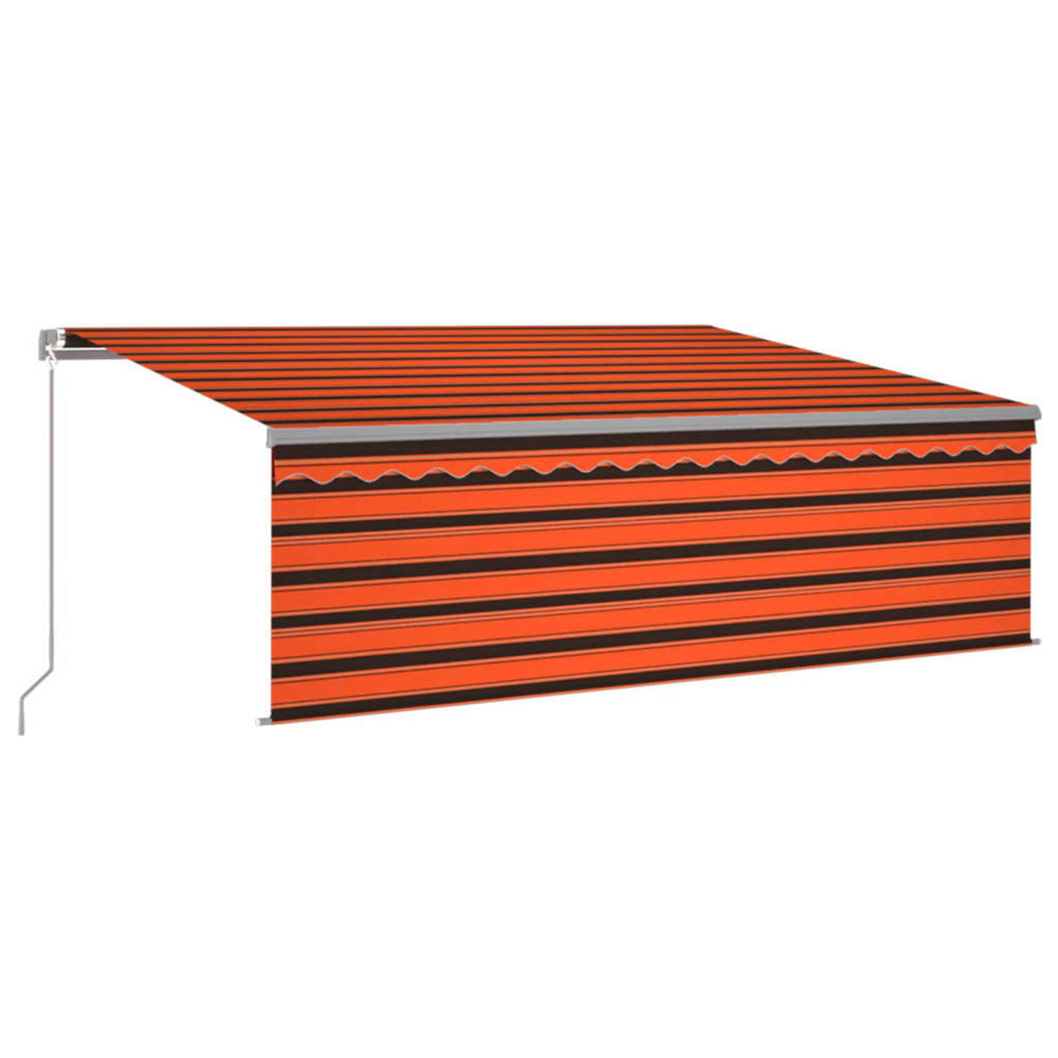 Vidaxl Luifel Handmatig Uittrekbaar Rolgordijn Led 4,5x3m Bruin - Oranje