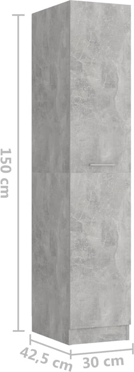 Vidaxl Apothekerskast 30x42,5x150 Cm Spaanplaat Beton - Grijs