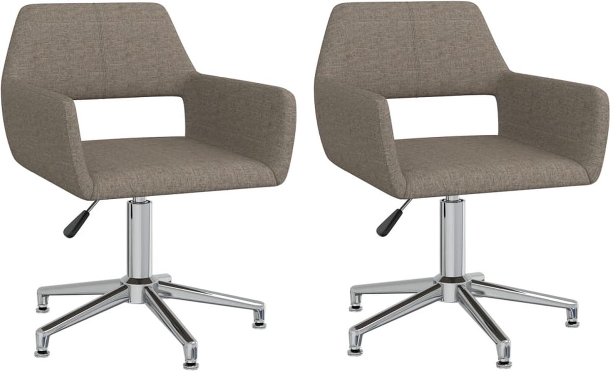 Vidaxl Eetkamerstoelen 2 St Draaibaar Stof Taupe