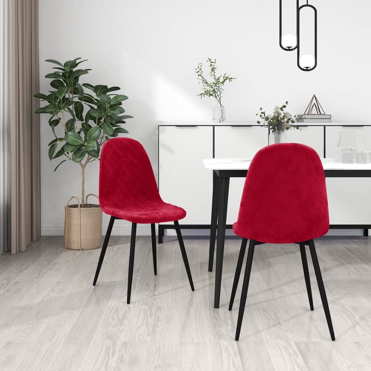 Vidaxl Eetkamerstoelen 2 St Fluweel Wijn - Rood