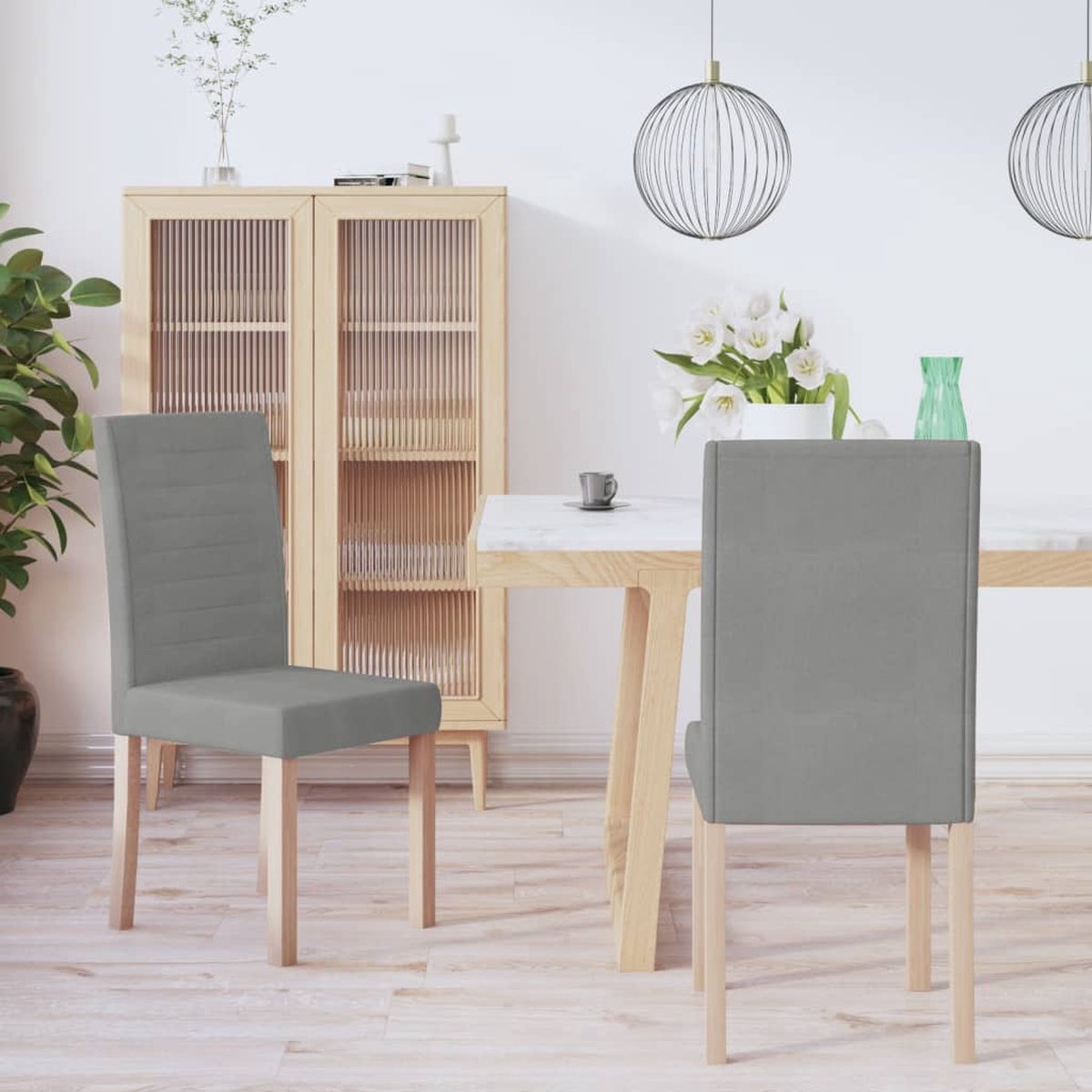 Vidaxl Eetkamerstoelen 2 St Stof Licht - Grijs