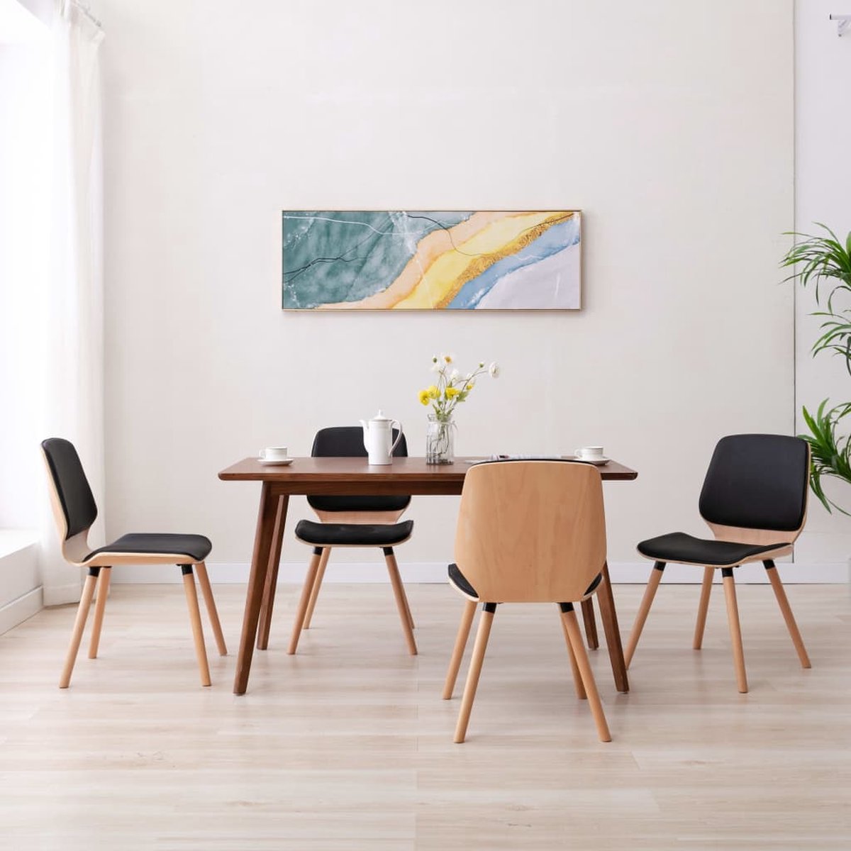 Vidaxl Eetkamerstoelen 4 St Kunstleer - Zwart