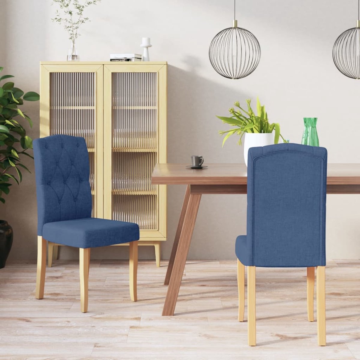 Vidaxl Eetkamerstoelen 2 St Stof - Blauw