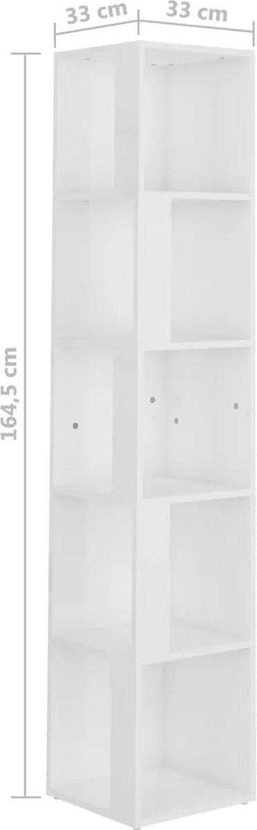 Vidaxl Hoekkast 33x33x164,5 Cm Spaanplaat Hoogglans Wit