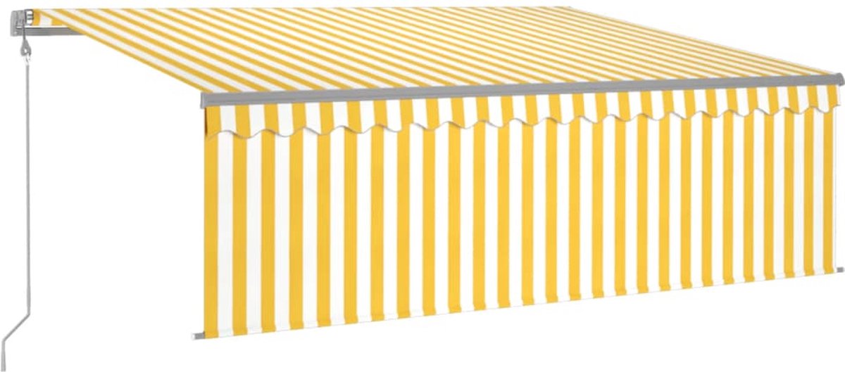 Vidaxl Luifel Automatisch Uittrekbaar Met Rolgordijn 4,5x3 M Wit - Geel