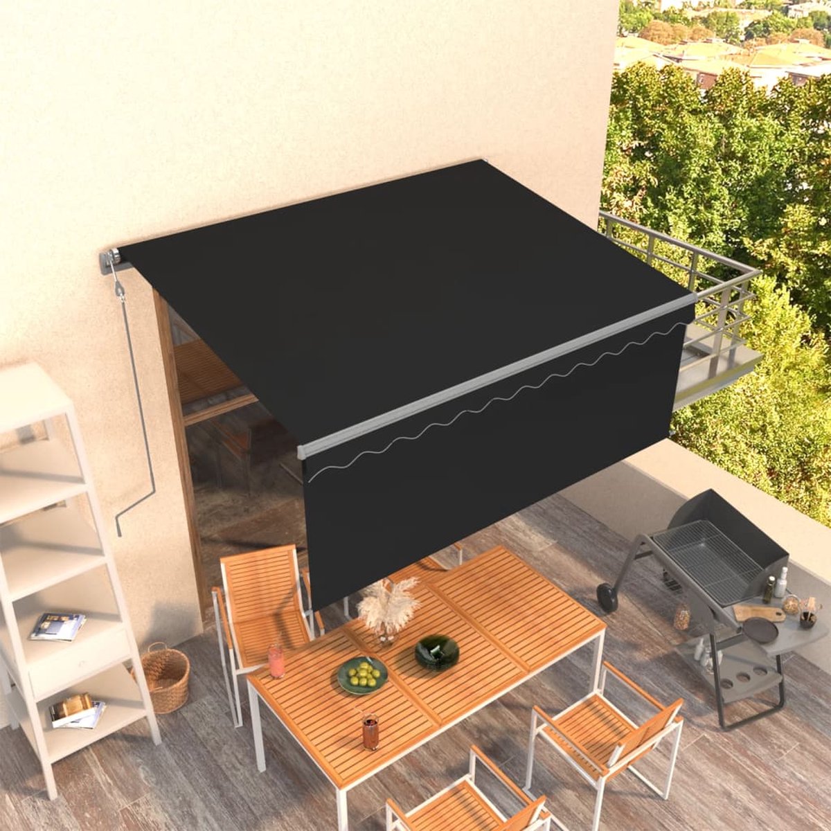 Vidaxl Luifel Automatisch Uittrekbaar Met Rolgordijn 4,5x3 M Wit - Geel