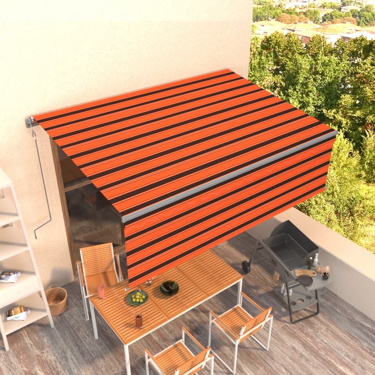 Vidaxl Luifel Automatisch Uittrekbaar Met Rolgordijn 4,5x3 M Wit - Geel