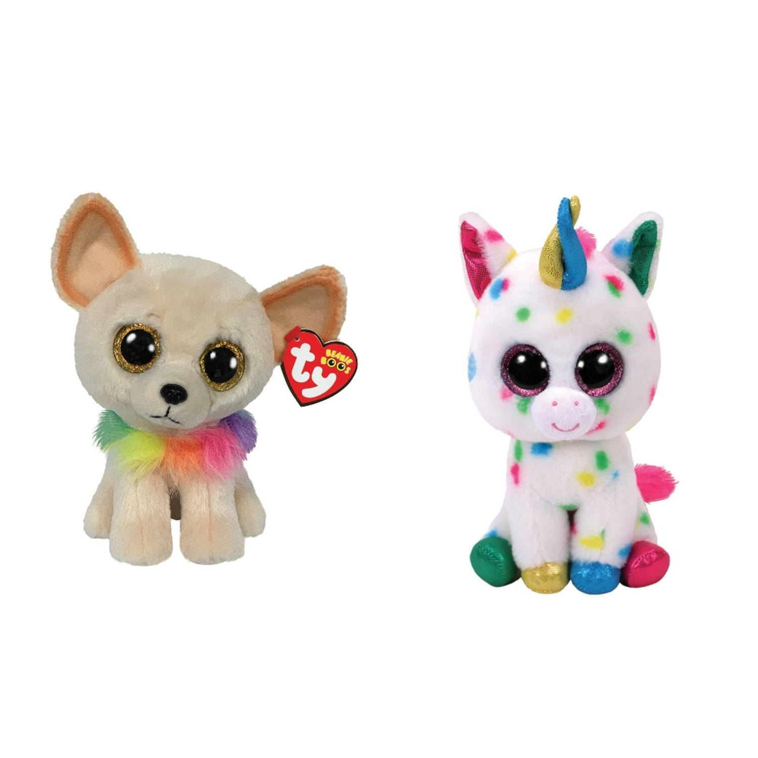 ty - Knuffel - Beanie Boo&apos;s - Chewey Chihuahua & Harmonie Unicorn