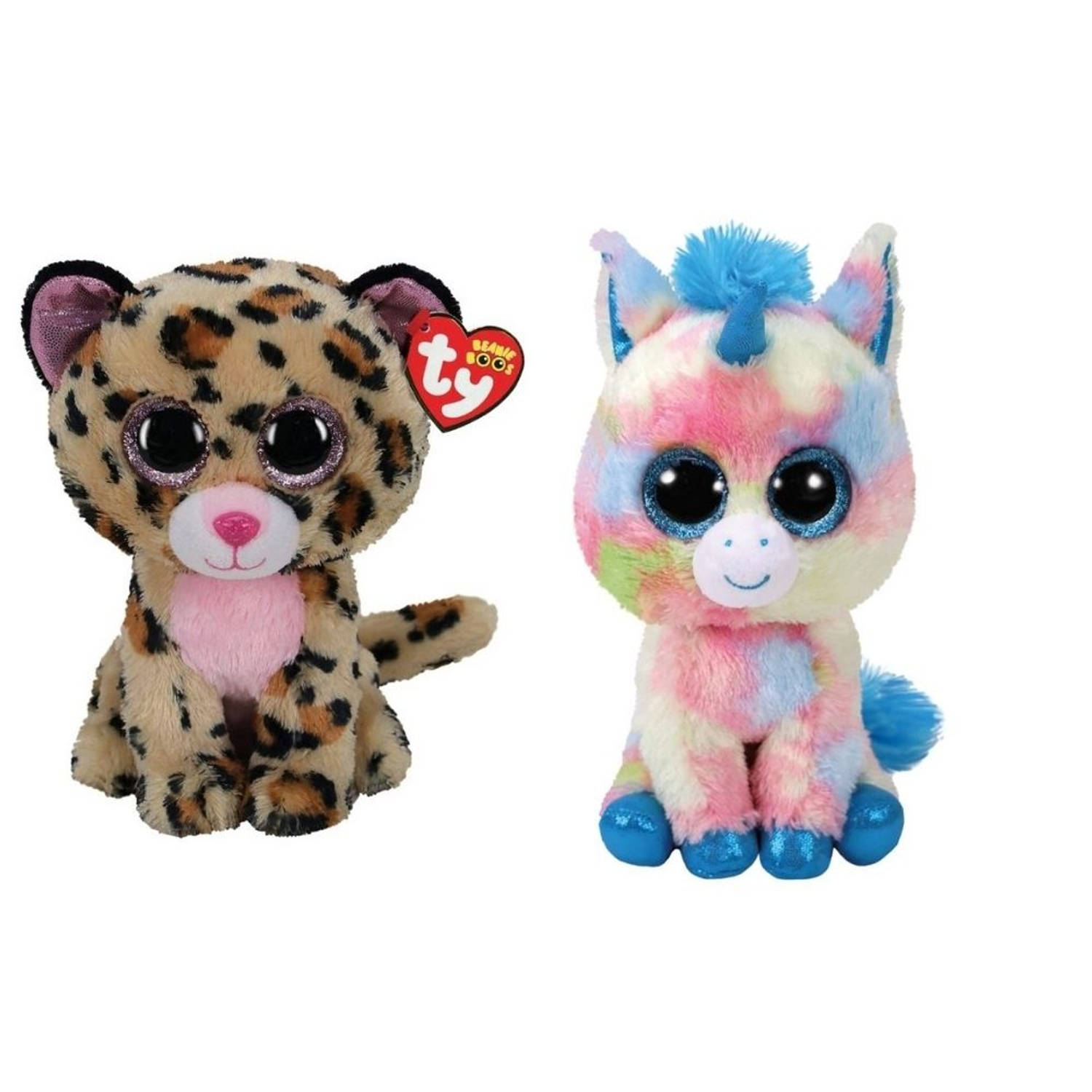 ty - Knuffel - Beanie Buddy - Livvie Leopard & Blitz Unicorn