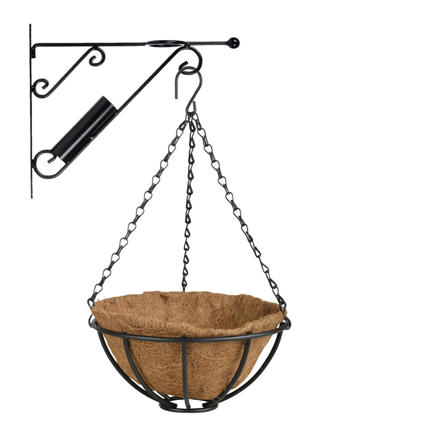 Esschert Design Hanging Basket 25 Cm Met Metalen Muurhaak En Kokos Inlegvel - Plantenbakken