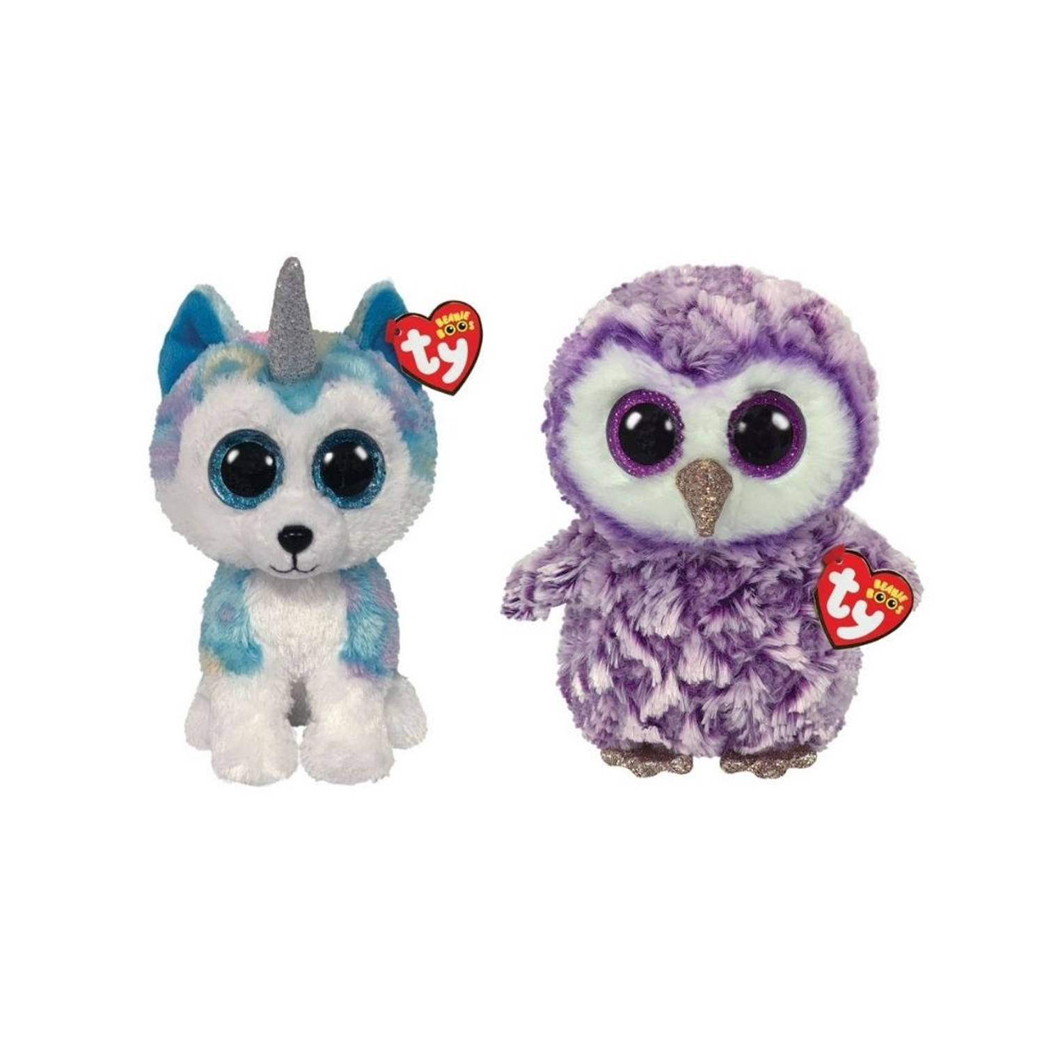 ty - Knuffel - Beanie Buddy - Helena Husky & Moonlight Owl