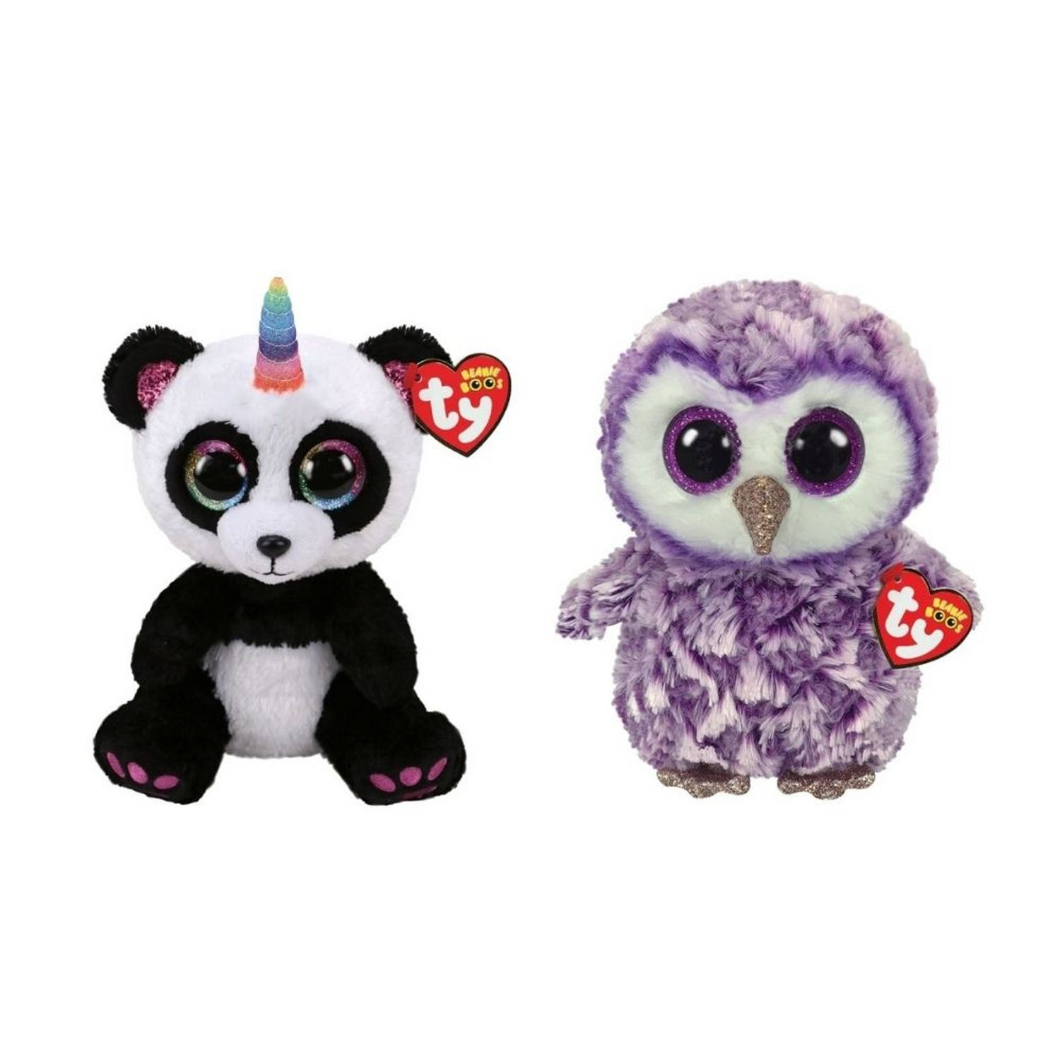 ty - Knuffel - Beanie Buddy - Paris Panda & Moonlight Owl