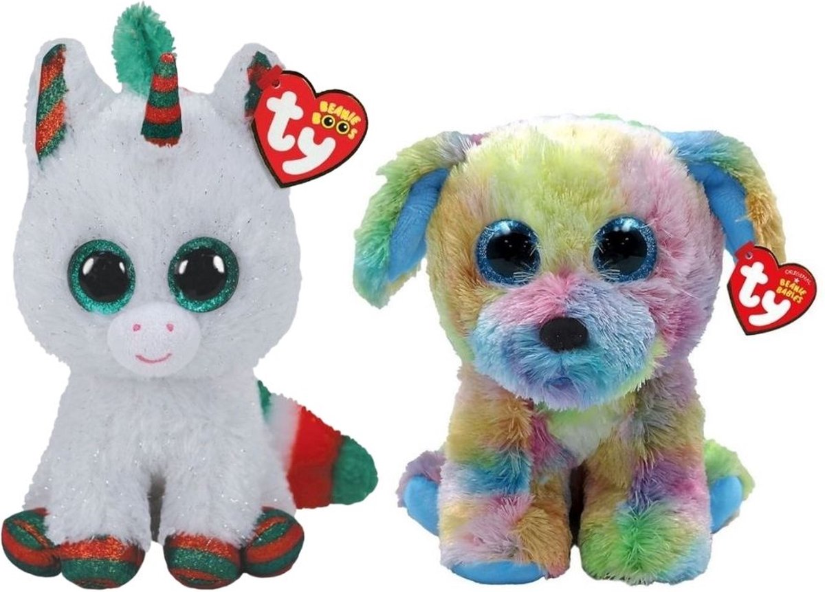 ty - Knuffel - Beanie Boo&apos;s - Christmas Unicorn & Max Dog