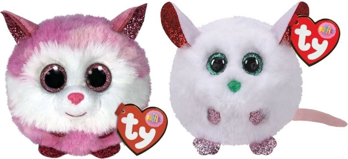 ty - Knuffel - Teeny Puffies - Princess Husky & Christmas Mouse