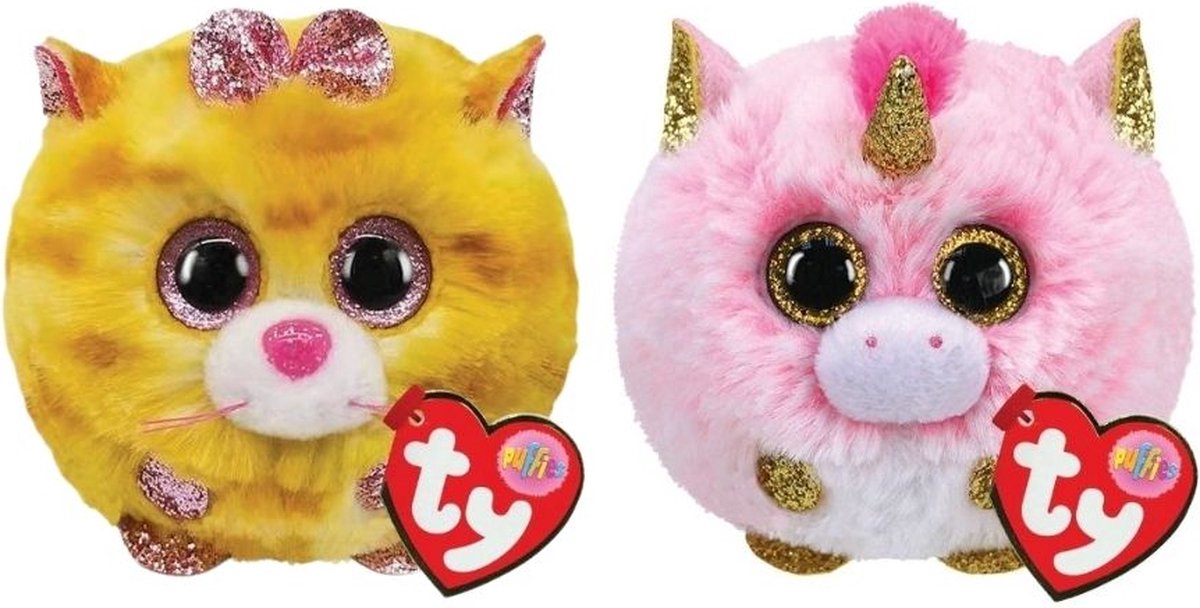 ty - Knuffel - Teeny Puffies - Tabitha Cat & Fantasia Unicorn