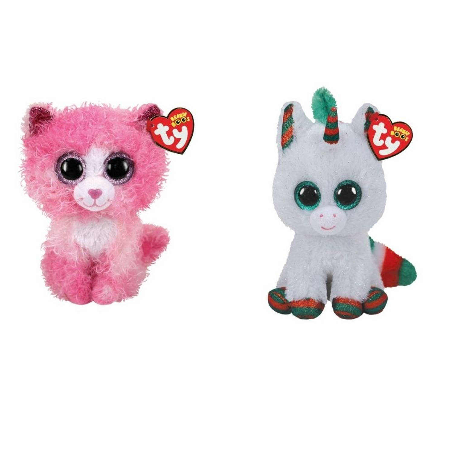 ty - Knuffel - Beanie Boo&apos;s - Reagan Cat & Christmas Unicorn