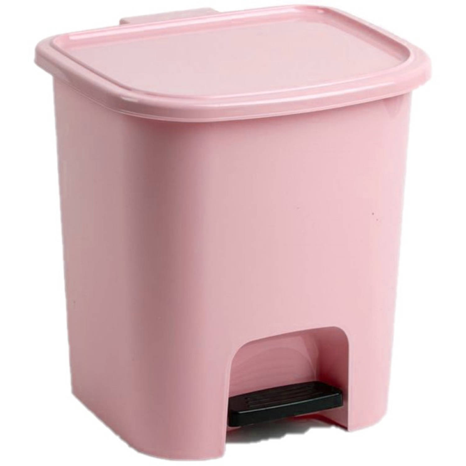 Forte Plastics 2x Stuks Kunststof Afvalemmers/vuilnisemmers 7.5 Liter Met Pedaal - Prullenbakken - Roze