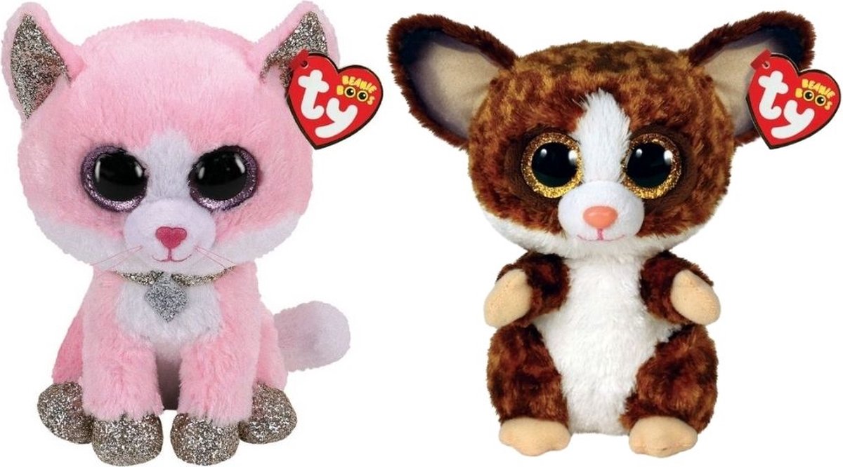 ty - Knuffel - Beanie Buddy - Fiona Pink Cat & Bush Baby Galago