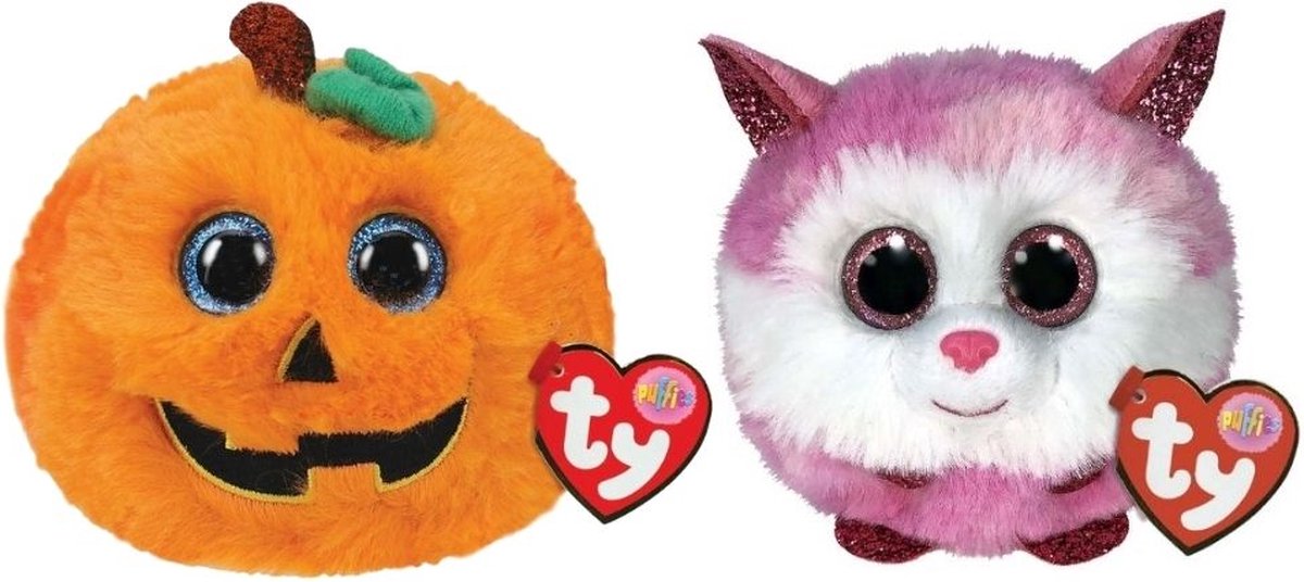 ty - Knuffel - Teeny Puffies - Halloween Pumpkin & Princess Husky