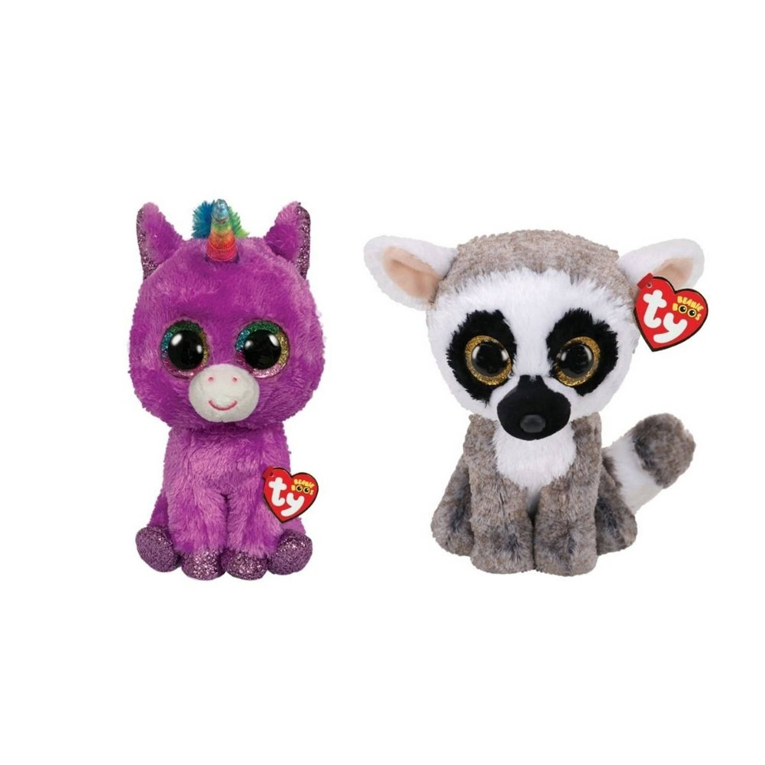 ty - Knuffel - Beanie Buddy - Rosette Unicorn & Linus Lemur