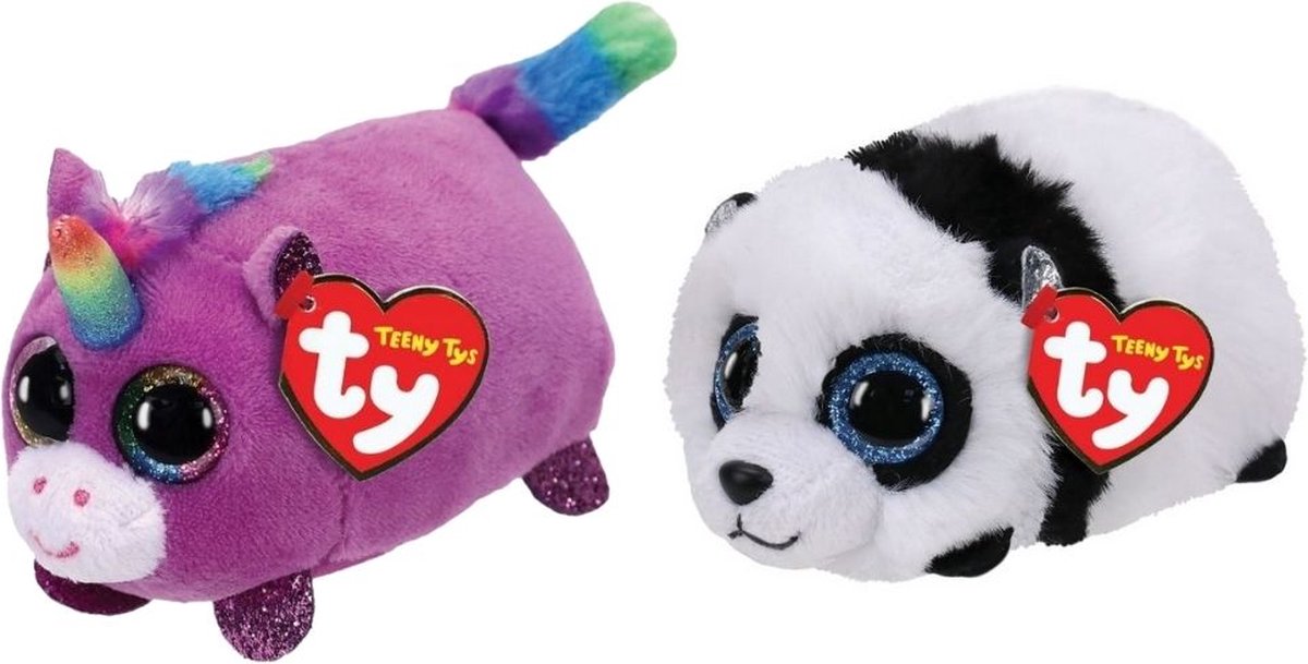 ty - Knuffel - Teeny &apos;s - Rosette Unicorn & Bamboo Panda