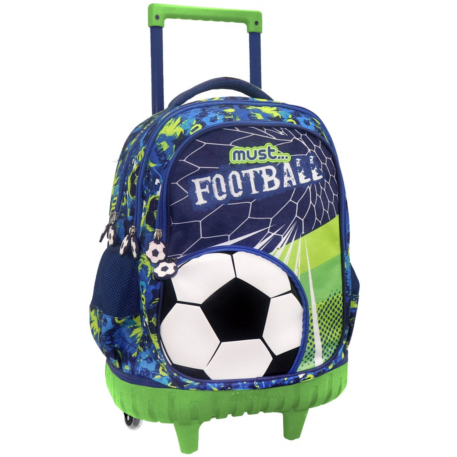 Must Trolley Rugzak Football 30 Liter Polyester/groen - Blauw