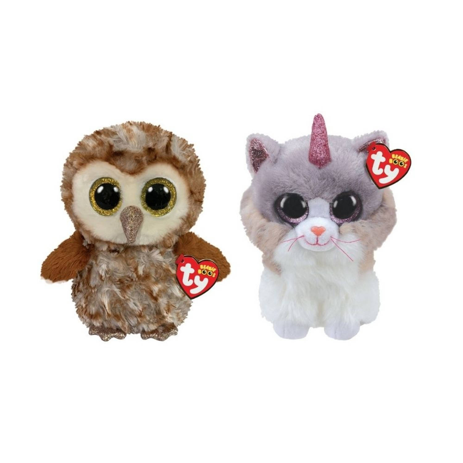 ty - Knuffel - Beanie Buddy - Percy Owl & Asher Cat