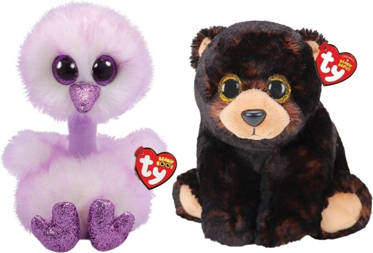 ty - Knuffel - Beanie Buddy - Kenya Ostrich & Kodi Bear