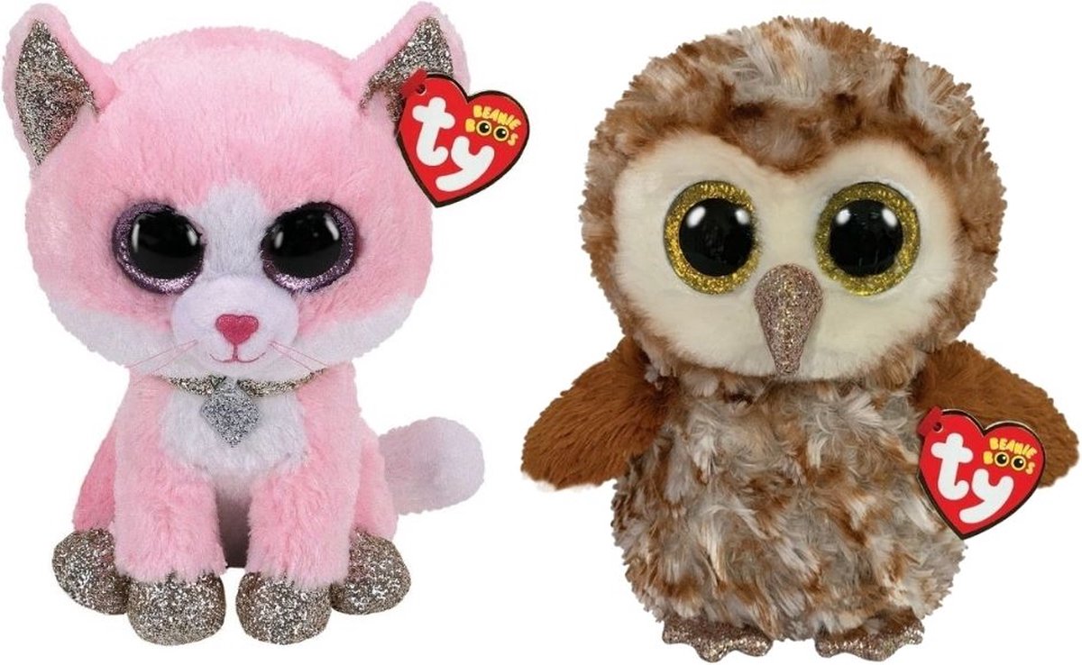 ty - Knuffel - Beanie Buddy - Fiona Pink Cat & Percy Owl