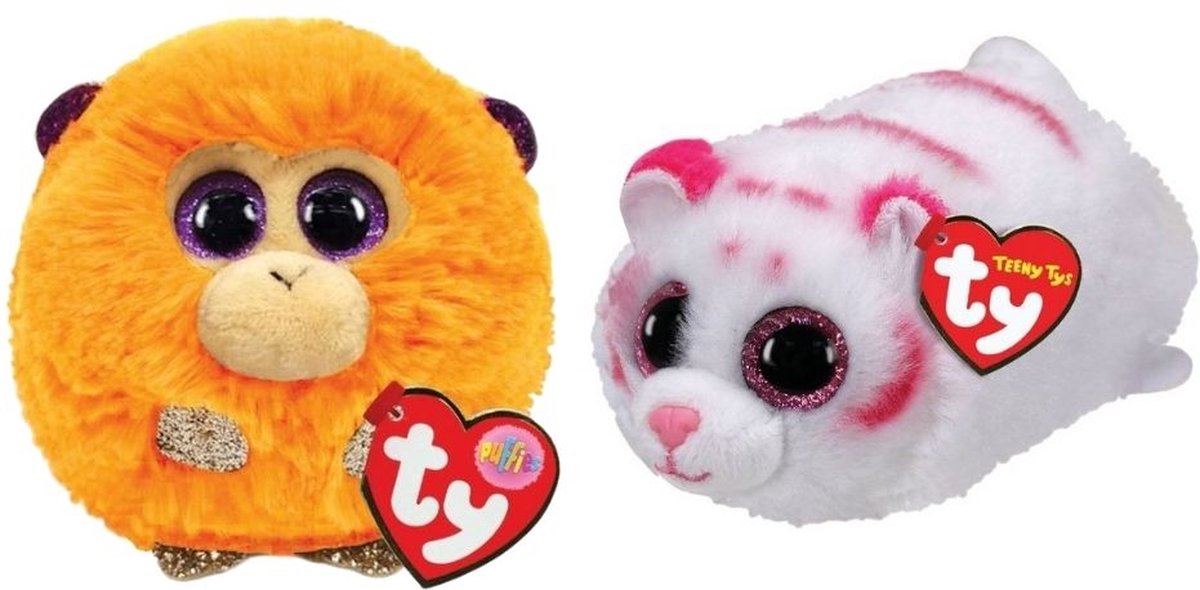 ty - Knuffel - Teeny Puffies - Coconut Monkey & Tabor Tiger