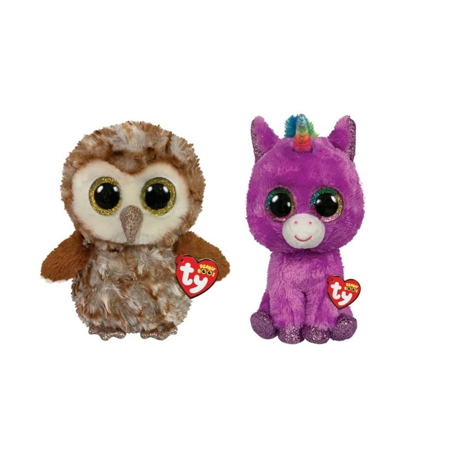 ty - Knuffel - Beanie Buddy - Percy Owl & Rosette Unicorn