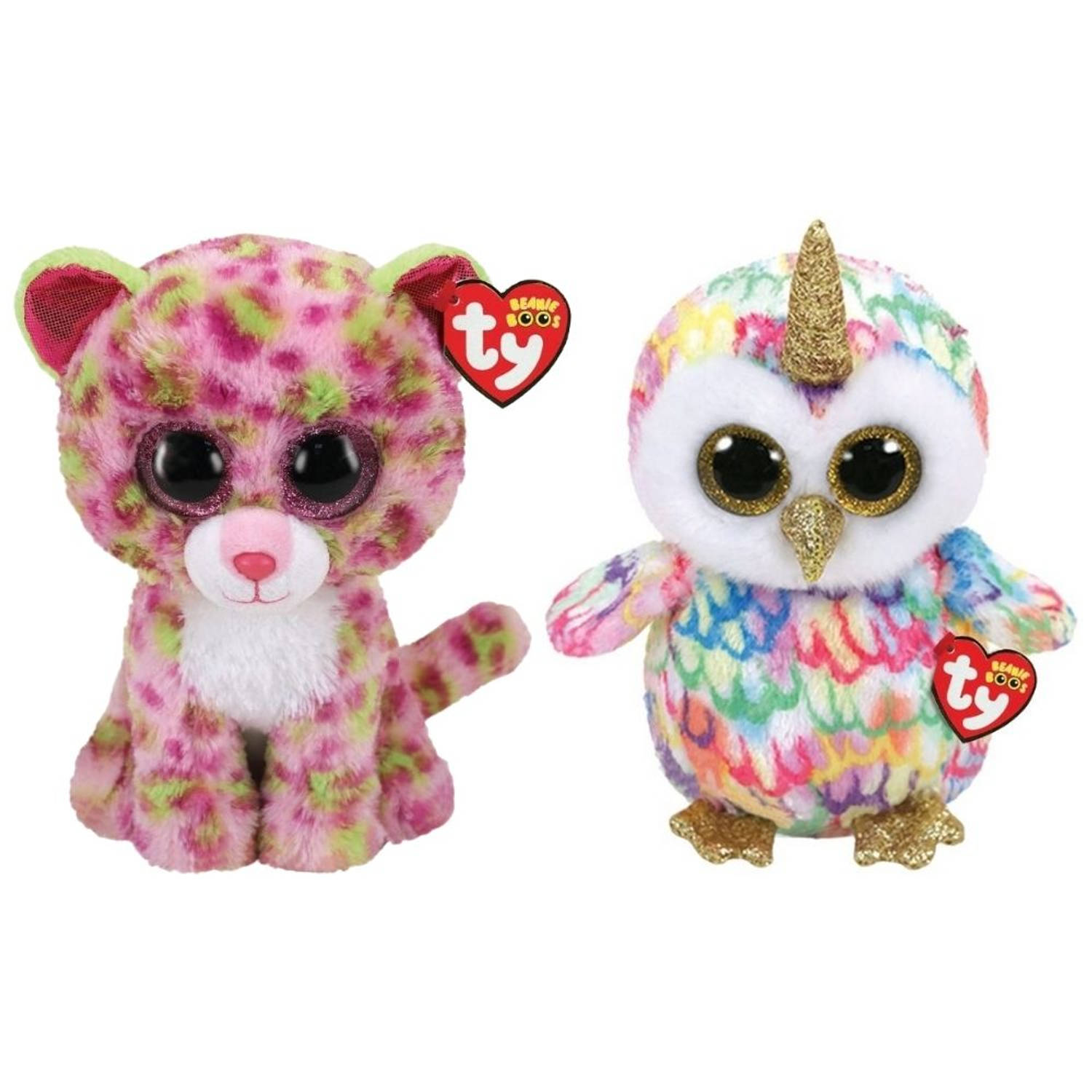 ty - Knuffel - Beanie Buddy - Lainey Leopard & Enchanted Owl