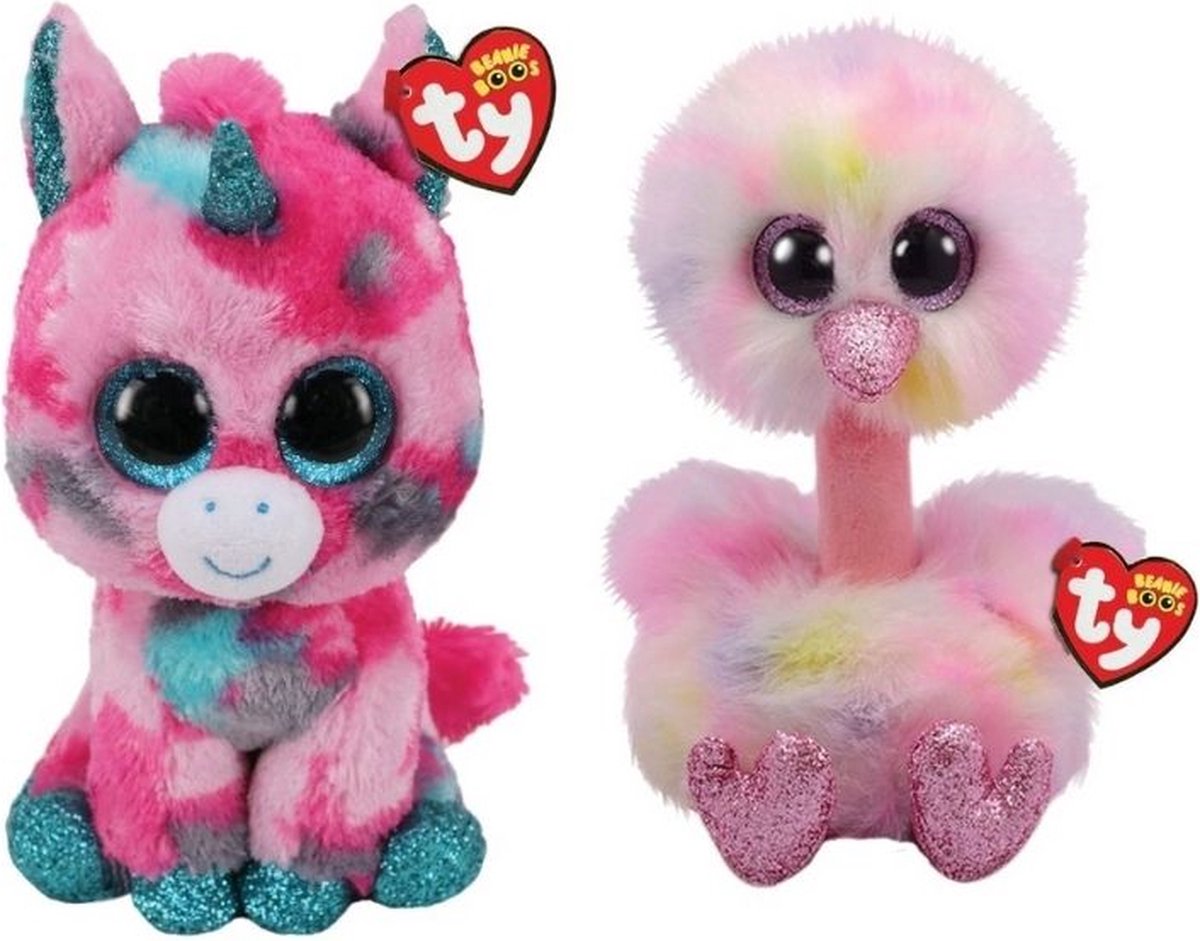 ty - Knuffel - Beanie Buddy - Gumball Unicorn & Avery Ostrich