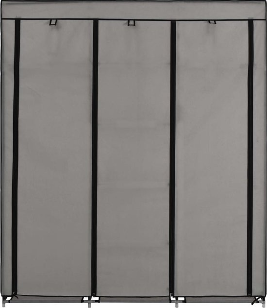 Vidaxl Kledingkast Met Vakken En Stangen 150x45x175 Cm Stof - Grijs