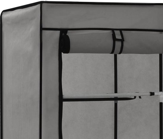 Vidaxl Kledingkast Met Vakken En Stangen 150x45x175 Cm Stof - Grijs