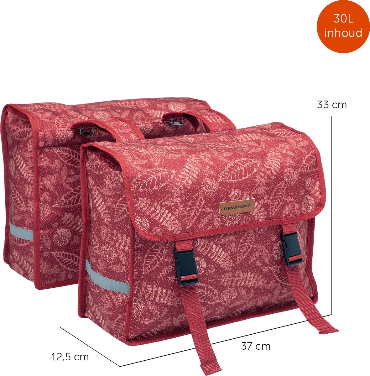 New Looxs Dubbele Fietstas Fiori 30 Liter - Rood