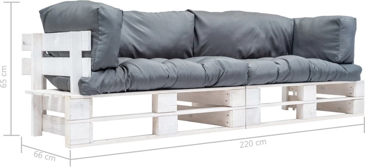 Vidaxl 2-delige Bankenset Pallet Met Grijze Kussens Grenenhout - Grijs