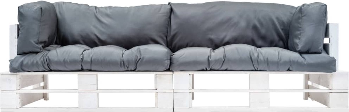 Vidaxl 2-delige Bankenset Pallet Met Grijze Kussens Grenenhout - Grijs