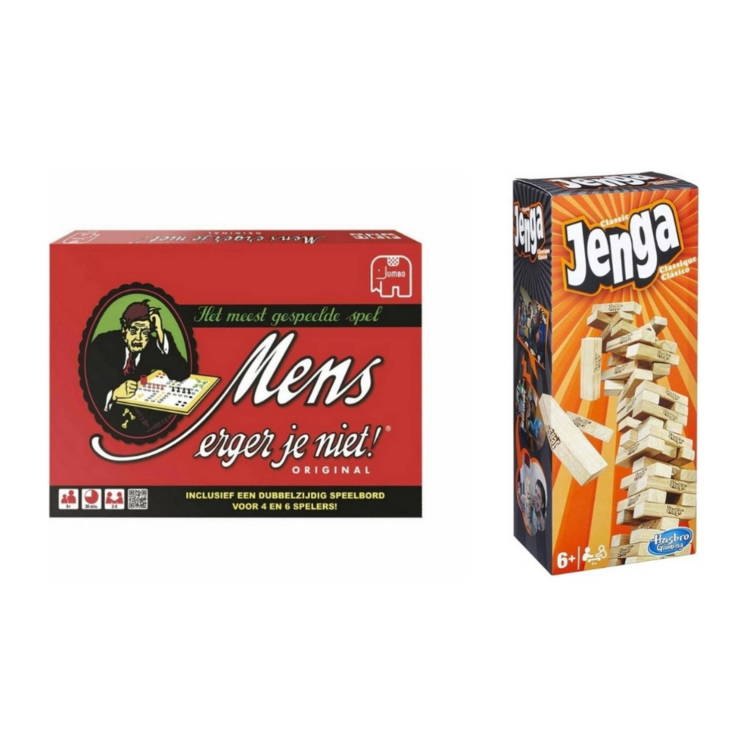 Hasbro Spellenbundel - 2 Stuks - Mens Erger Je Niet & Jenga