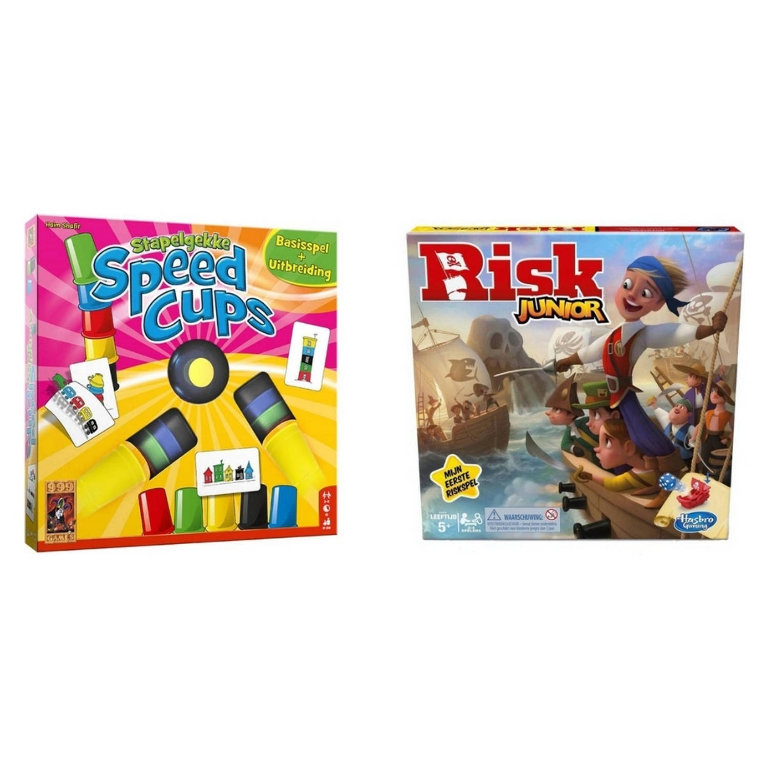 Hasbro Spellenbundel - 2 Stuks - Stapelgekke Speedcups & Risk Junior