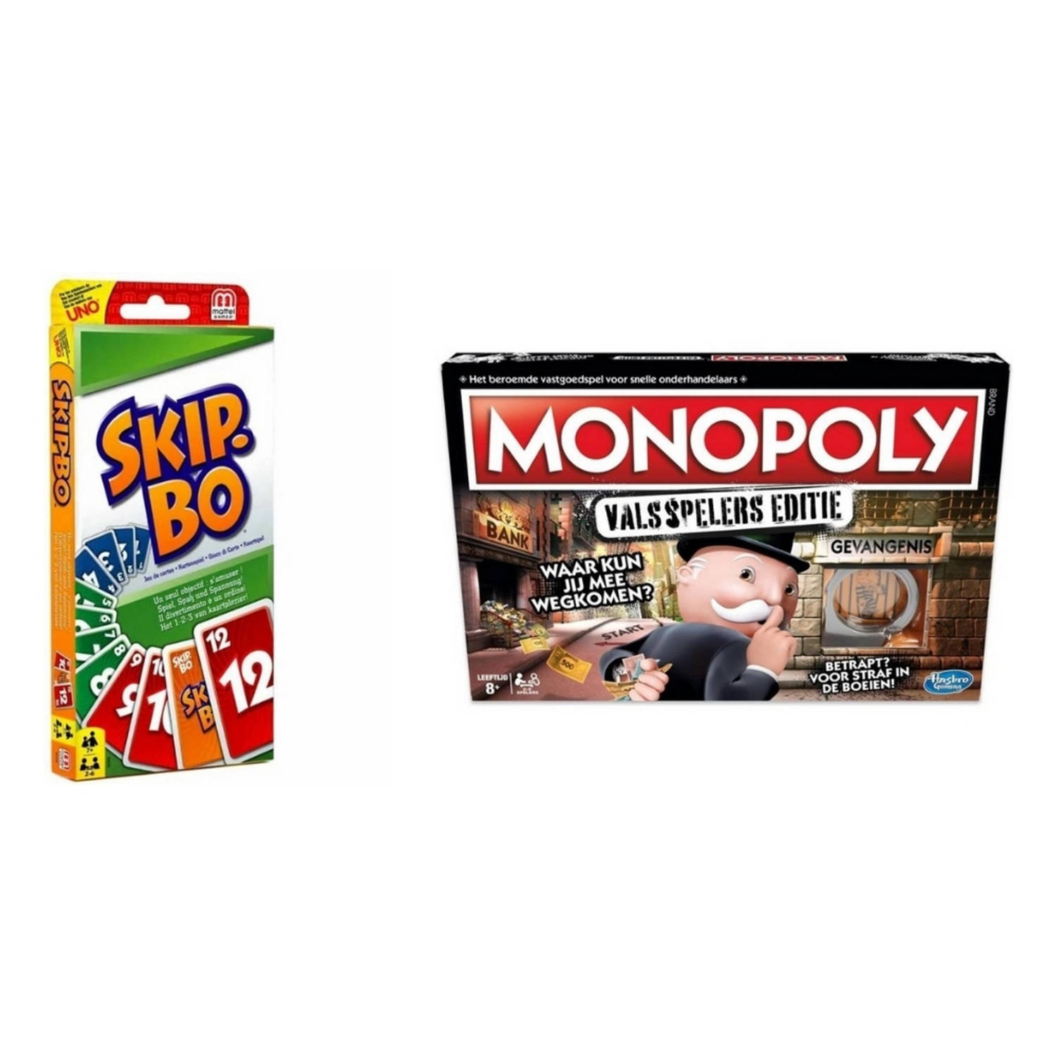 Hasbro Spellenbundel - 2 Stuks - Skip-bo & Monopoly Valsspelerseditie