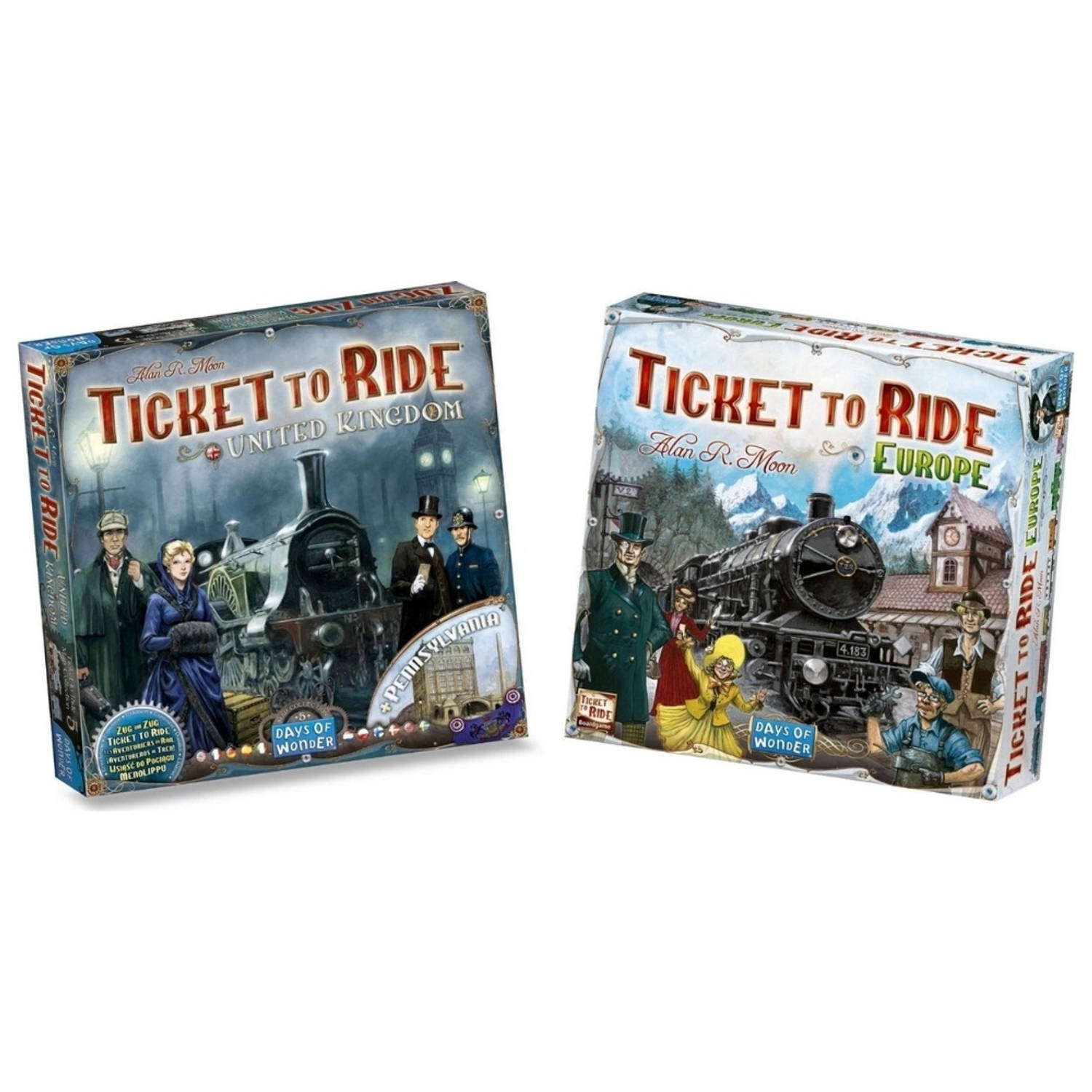 Days of Wonder Spellenbundel - Ticket To Ride -2 Stuks- Europa (Basisspel) & Uitbreiding Uk & Pennsylvania