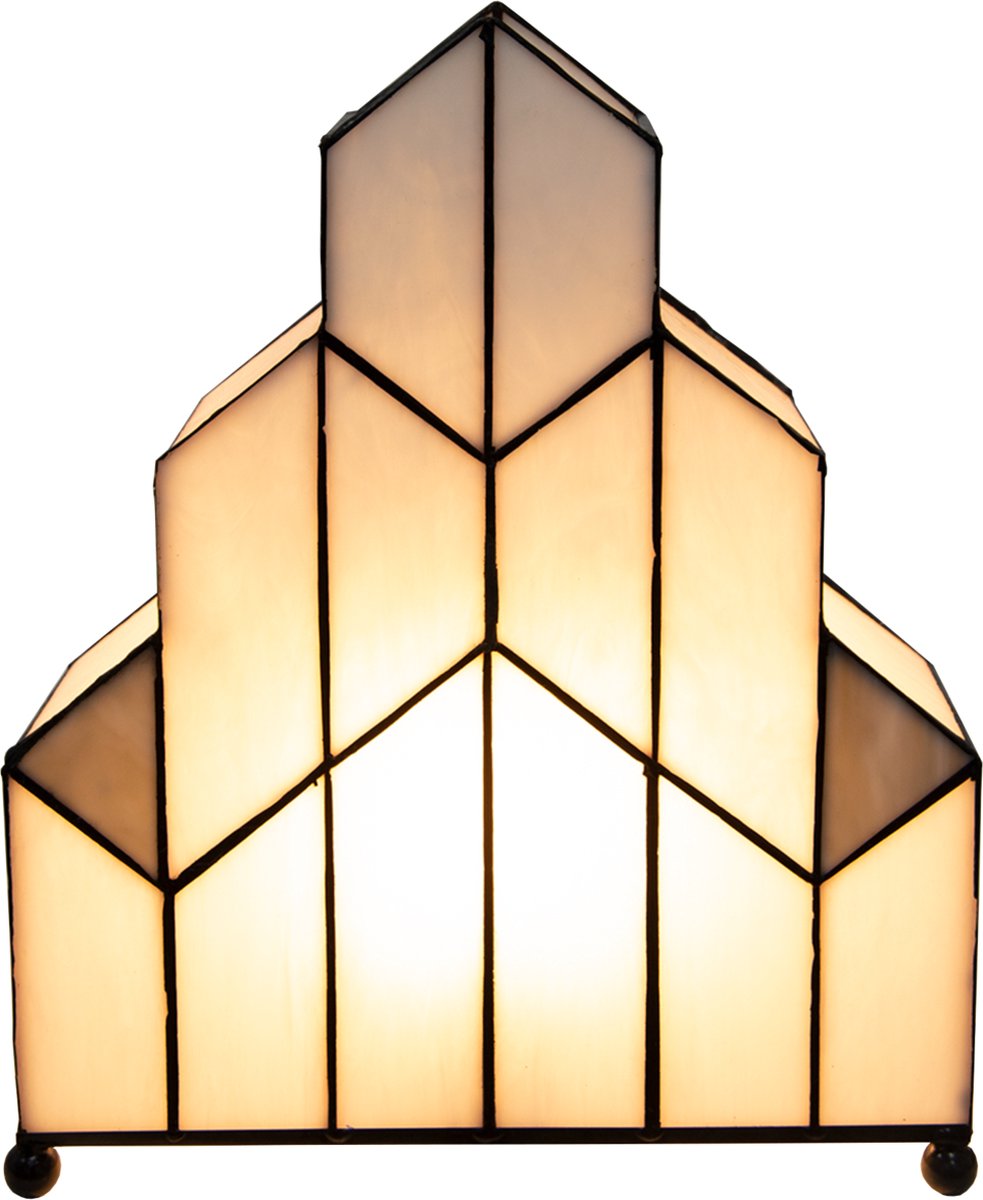 Clayre & Eef Cremekleurige Tafellamp Tiffany 30*4*25 Cm E14/max 1*40w 5ll-6119