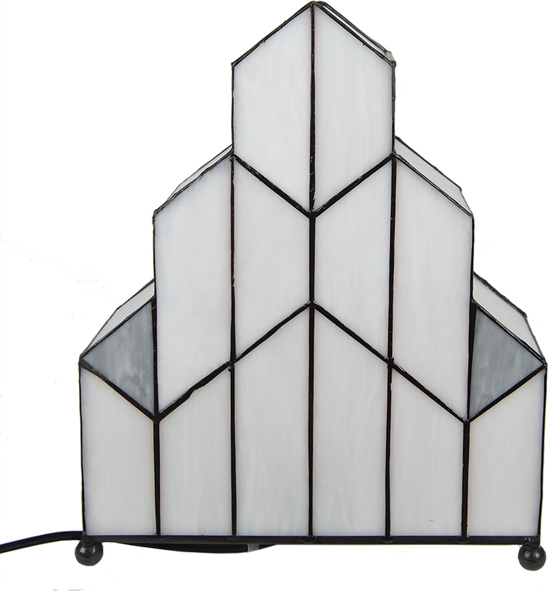 Clayre & Eef Cremekleurige Tafellamp Tiffany 30*4*25 Cm E14/max 1*40w 5ll-6119