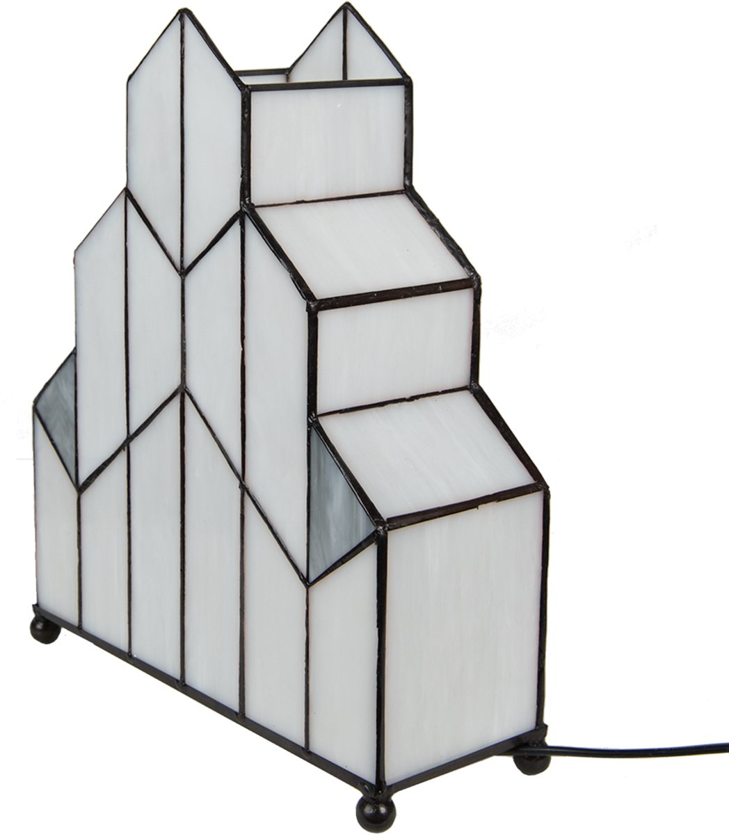 Clayre & Eef Cremekleurige Tafellamp Tiffany 30*4*25 Cm E14/max 1*40w 5ll-6119