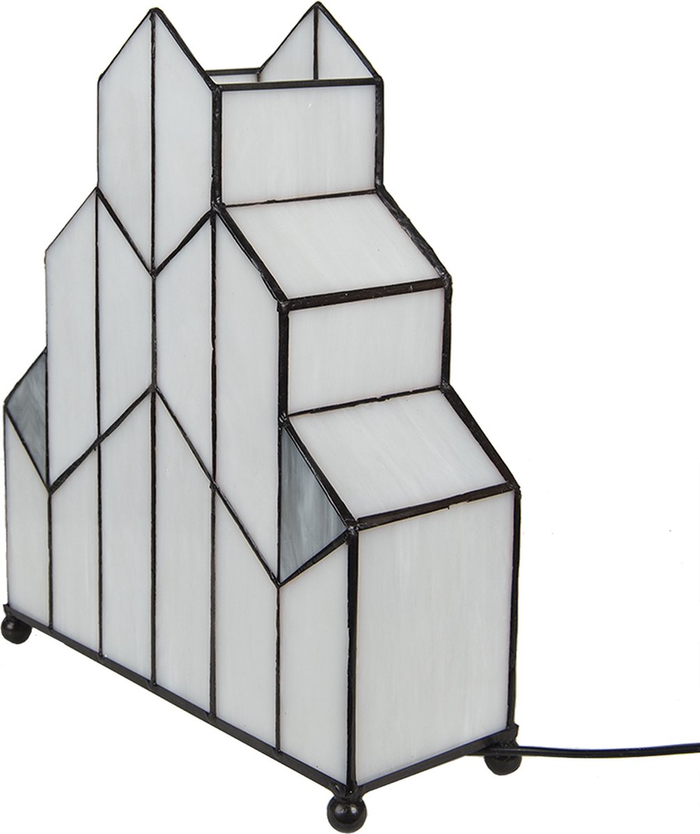 Clayre & Eef Cremekleurige Tafellamp Tiffany 30*4*25 Cm E14/max 1*40w 5ll-6119